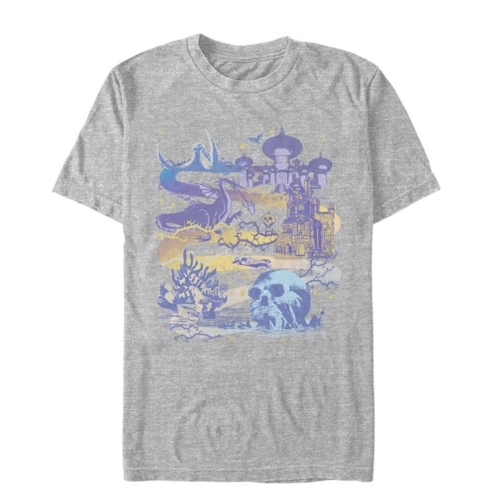 Tultex Disney Villains Map T-Shirt Mens M Gray NWT Graphic Tee C207